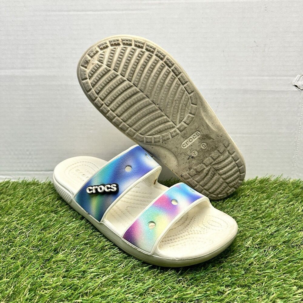 Crocs Classic Solarized Sandals Womens Slip On Slide Colorful Two Strap Size 9